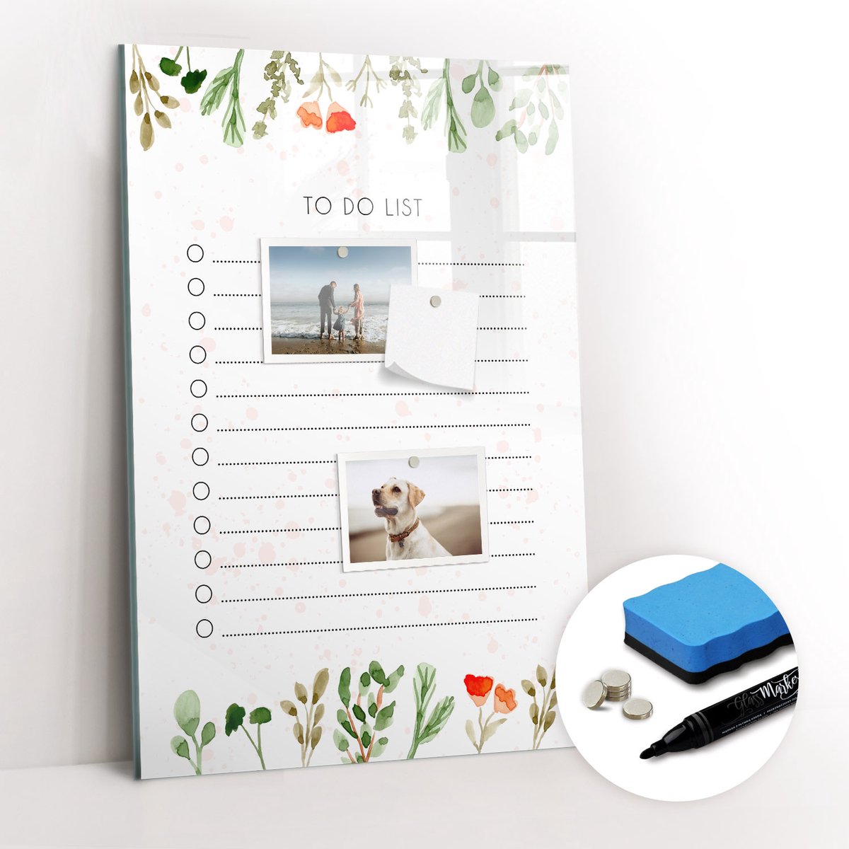 Tulup Whitebord - Lijst van vandaag - 40 x 60 cm - Veelkleurig Memobord Keuken - Gratis 5 Sterke Magneten + Whiteboard Marker & Wisser - Organizer Muur - Magneetbord Rechthoekig - Organiseer Je Bureau