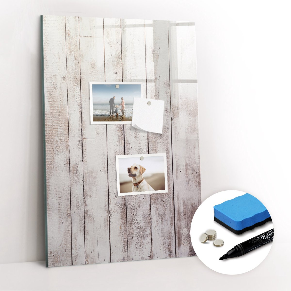 Tulup Whitebord - Klassieke houten planken - 40 x 60 cm - Wit Memobord Magnetisch - Gratis 5 Sterke Magneten + Whiteboard Marker & Wisser - Industrieel Wandbord - Memobord Magnetisch - Ideeënbord Thuiswerkplek