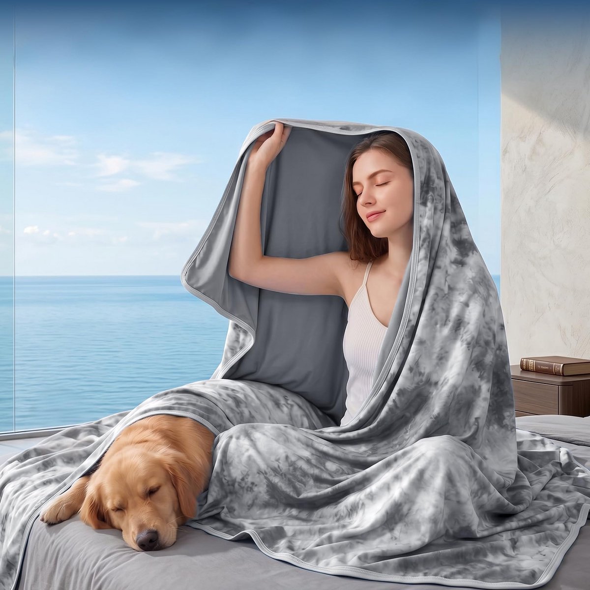 Namajunas - Koeldeken voor mensen - 100x150cm/150x200cm/200x230cm - Grijs - Dekbedovertrek - Verkoelingsdeken - Voor Mensen Tijdens Slapen, Bed, Bank en Reizen - Tweezijdig - Koelvende vezel