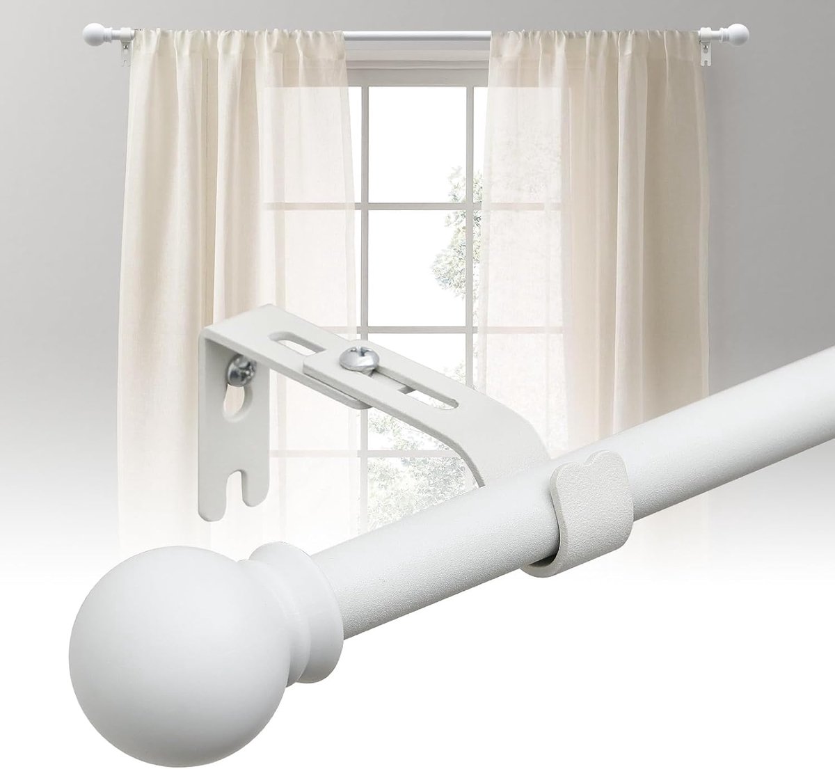 Gordijnroede 70-120cm Wit 16mm, Uittrekbare Gordijnroede Voorhangroede met Houders, Stabiel Gordijnroedenset voor Slaapkamer, Woonkamer, Keuken