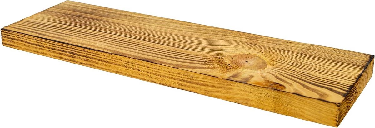 Houten Plank - Decoratie Hout - Ambachtelijk Gebruik - Geflambeerd Uiterlijk - 40 x 14.5 cm - Natuurlijk
