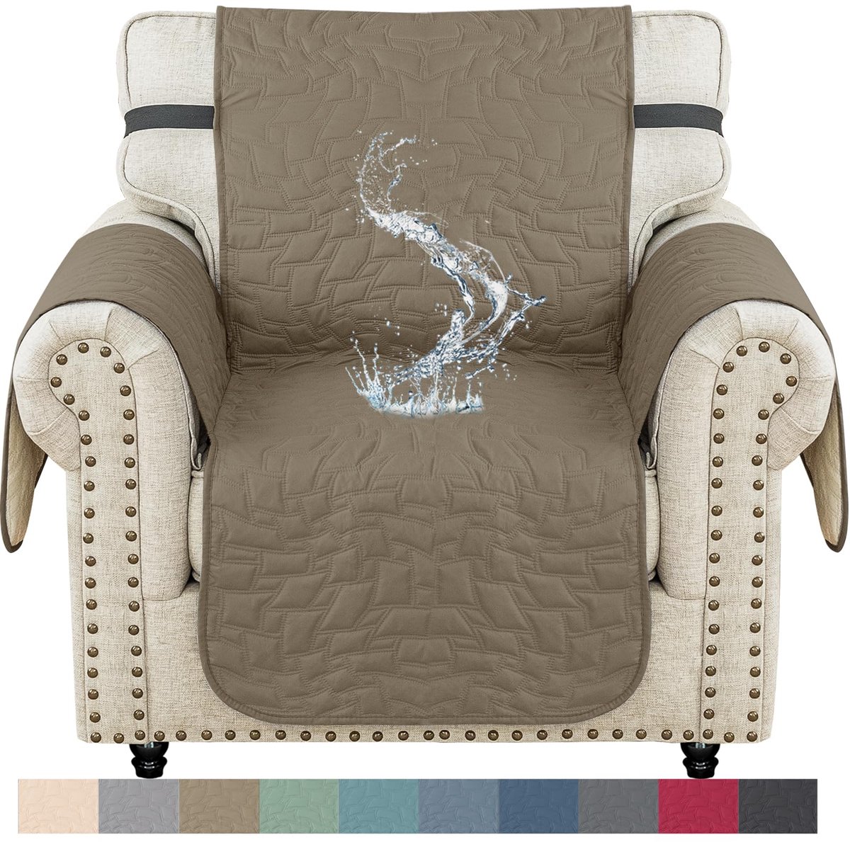 Bankhoes 1 Zit, Waterdichte Bankhoezen, Krasbestendig Sofa Cover, Antislip Fauteuil Hoes, Universele Armsteun Bankbeschermer Hond, Armchair Cover Voor Woonkamer, Lichte Koffie