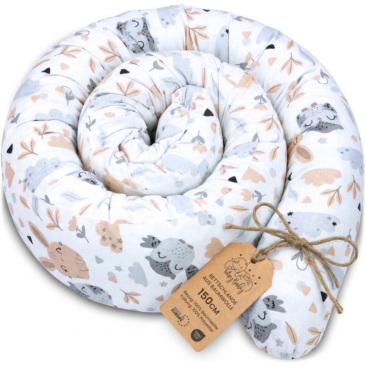 Zijslaper kussen Lichaamskussen 150 cm Katoen - Lang kussen bed rol slaapkussen nek rol Decoratie voor kinderkamer Oeko-Tex Uilen