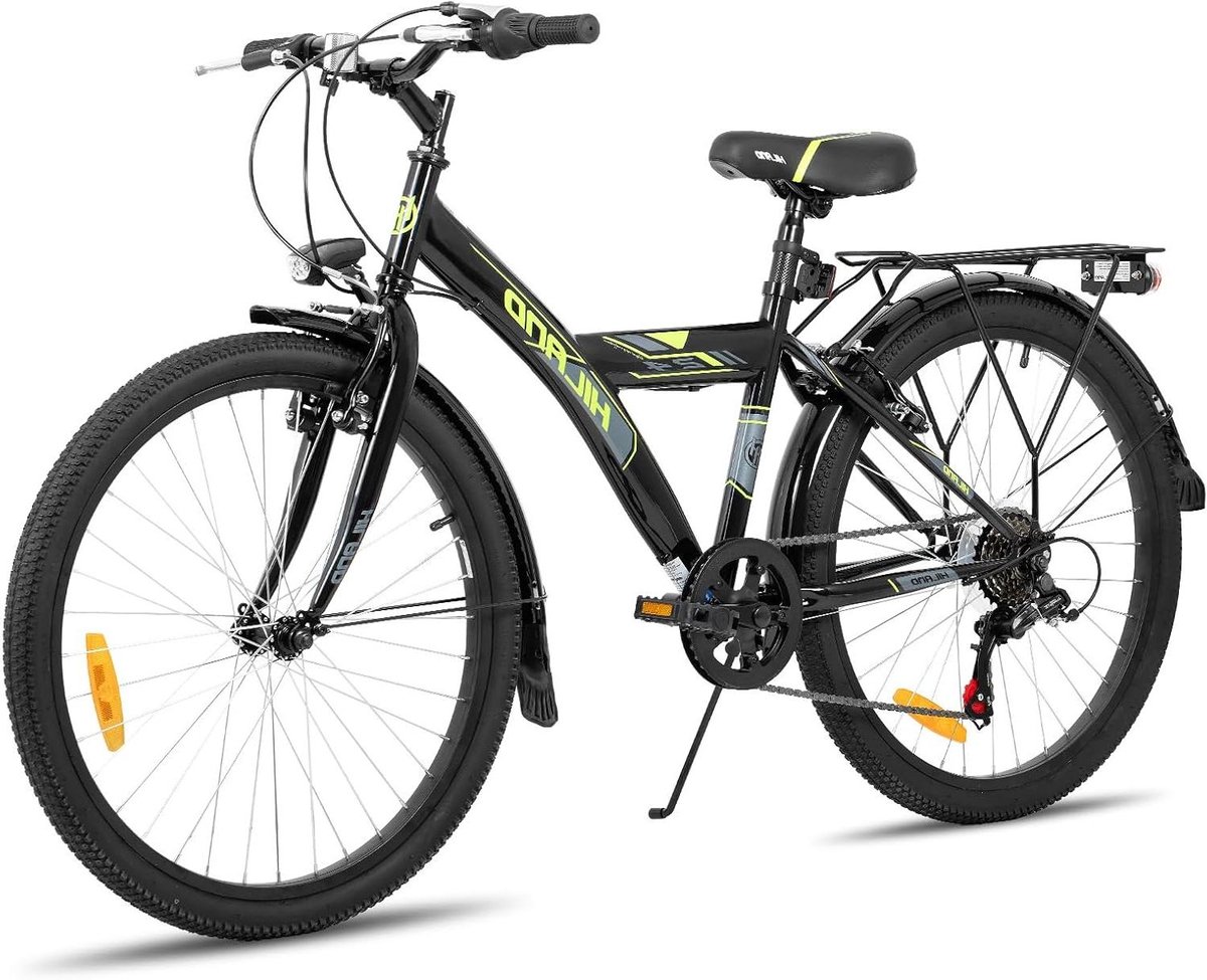 Mountainbike Kinderfiets - Jongens Meisjes Fiets - Buiten Fietsen - 6 Versnellingen Bagagedrager - 20 of 24 inch - Zwart Wit