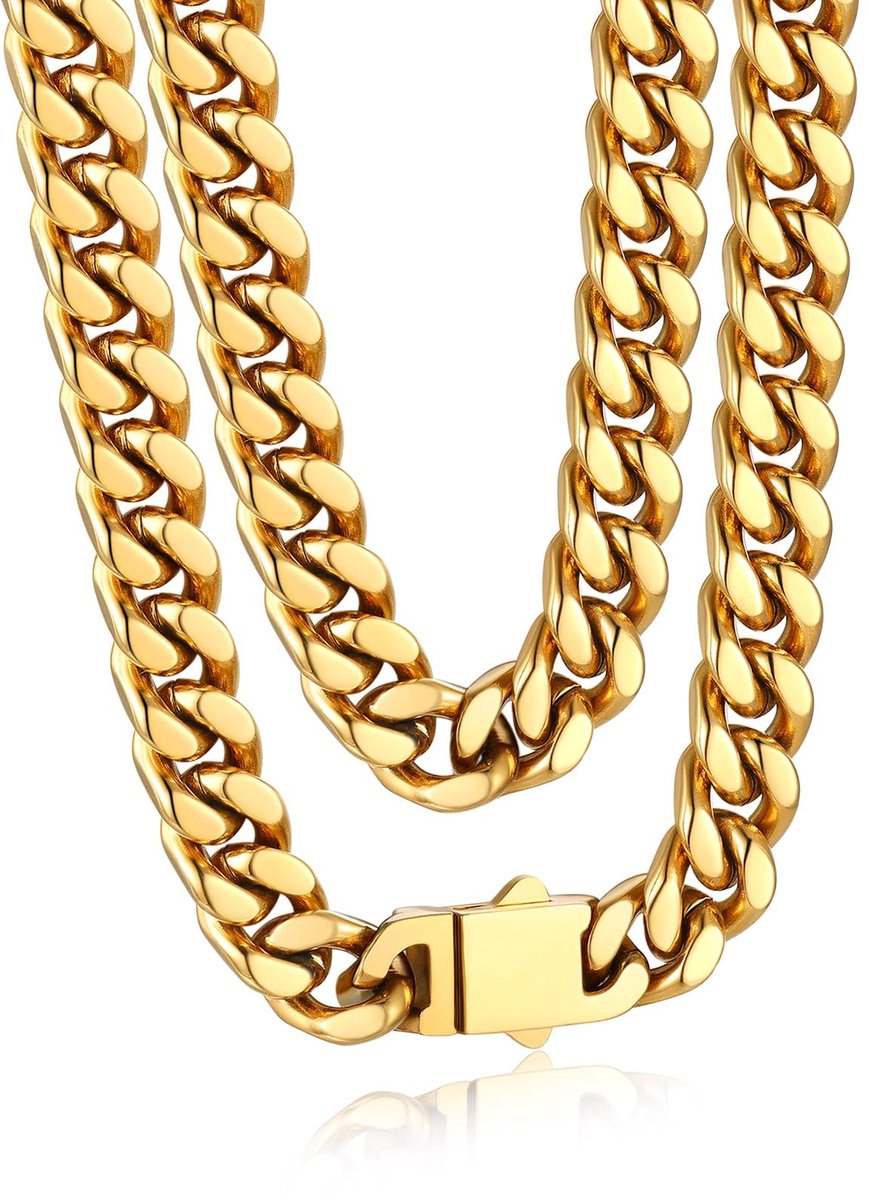 Halsketting voor heren, roestvrij staal, 5 mm breed, zilver/goud/zwarte ketting voor heren, selecteerbaar, 45 tot 76 cm lang, modesieraad, hiphop-ketting accessoires voor mannen en jongens