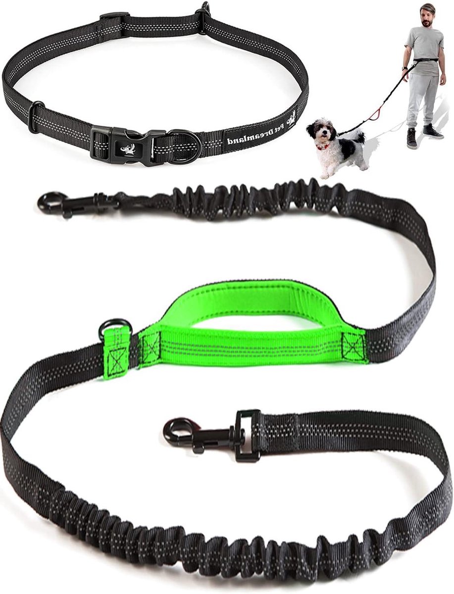 Handsfree Hondenriem voor Hardlopen en Wandelen - Verstelbare Bungee Leash