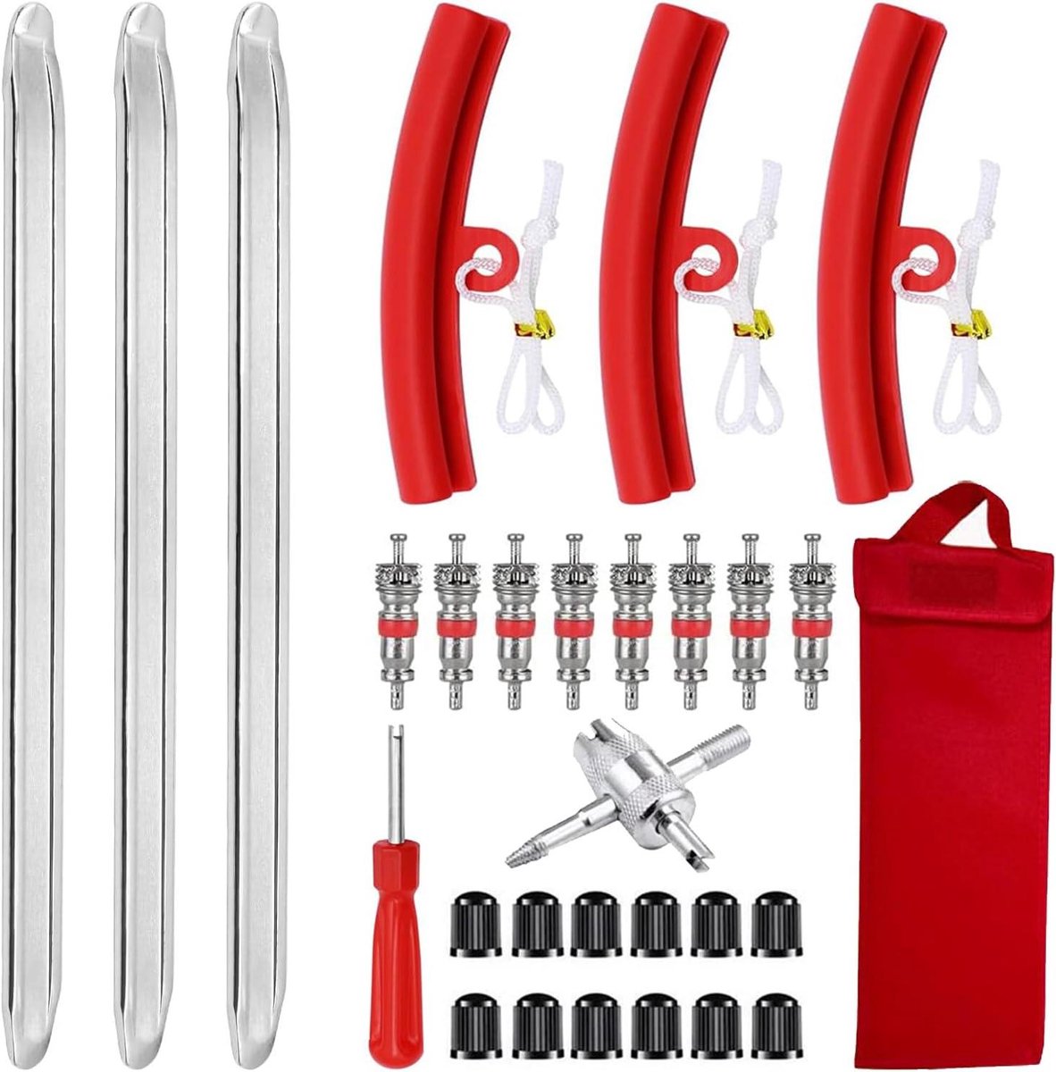Bandenmonteerset - Montagehendels - Motorbanden Wisselen - Compleet met bescherming - 30 cm - Rood