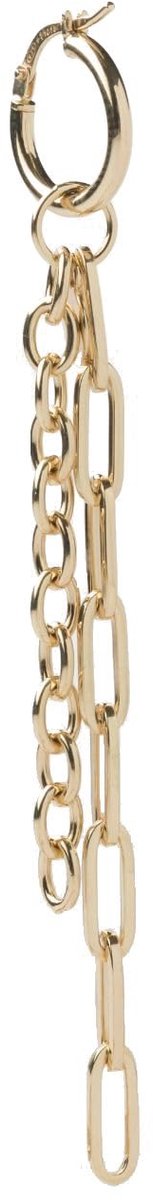 Individuele glanzende oorbel 2begoud van 18-karaats goud en 925 sterling zilver, schakelketting met paperclip (79 mm) en demonteerbare haarband (10 mm)