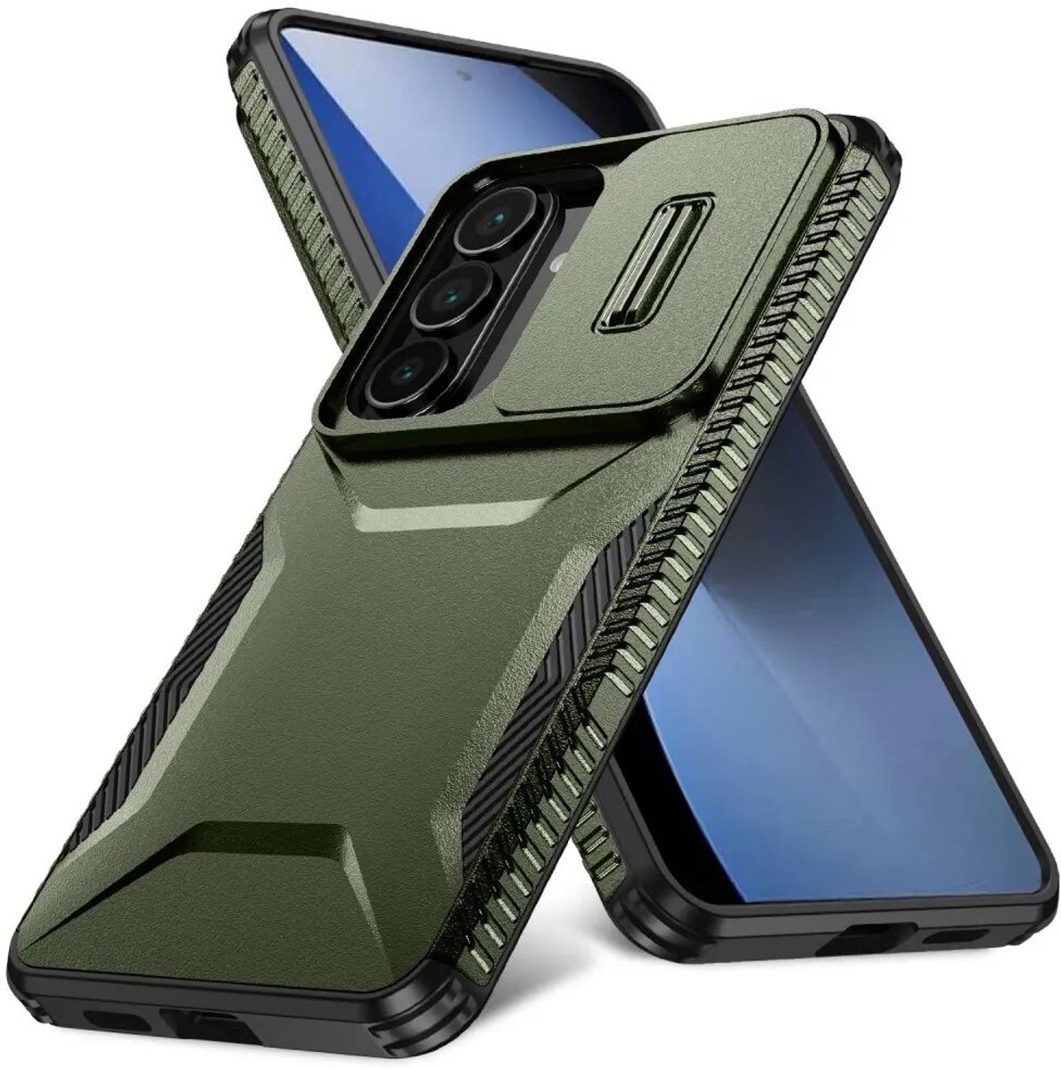 Hoesje Geschikt voor Samsung Galaxy S26 Plus | Back Cover met Camera Slider | Schokbestendige Case | Camera Cover | Stevig | Groen