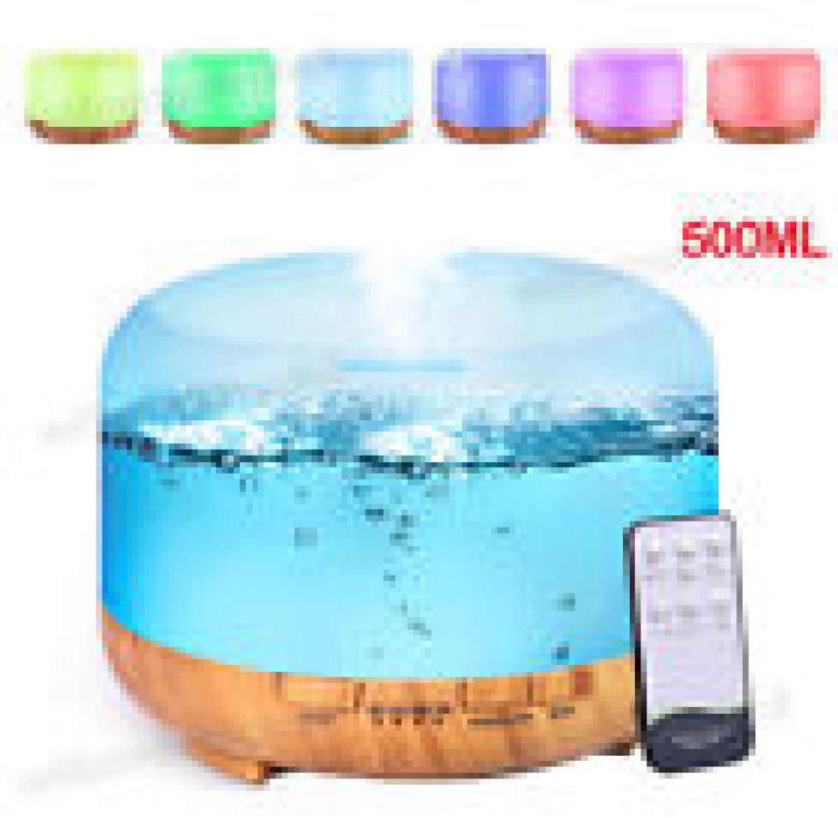 Ultrasone aroma-diffuser voor etherische oliën met LED-verlichting - Luchtbevochtiger en luchtreiniger