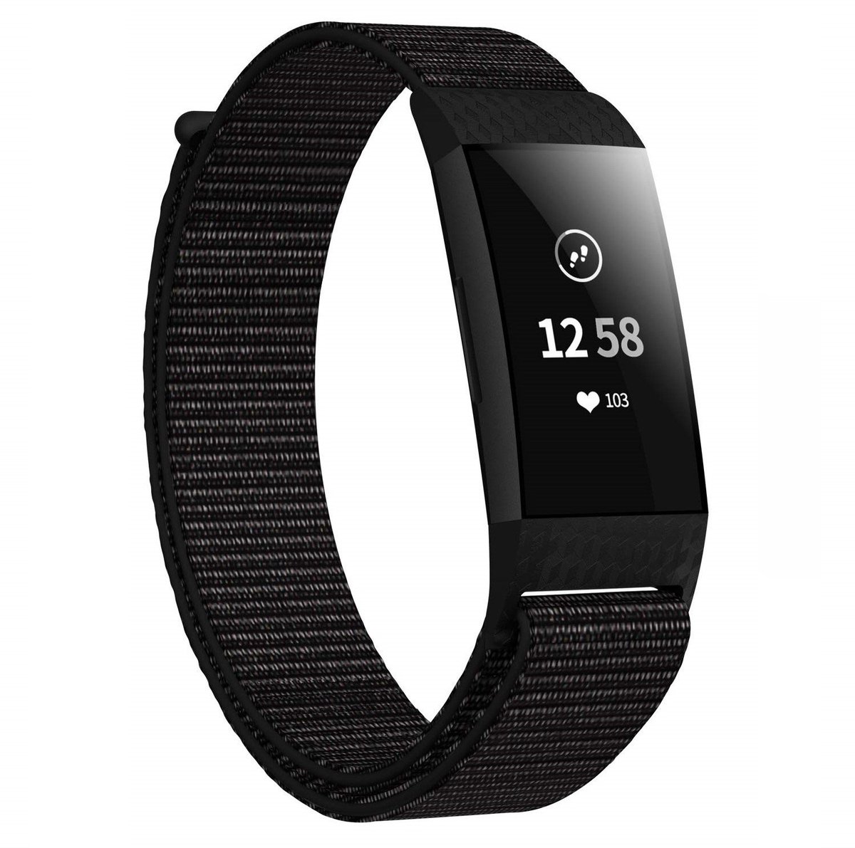Fitbit Charge 3/4 armband nylon Zwart
