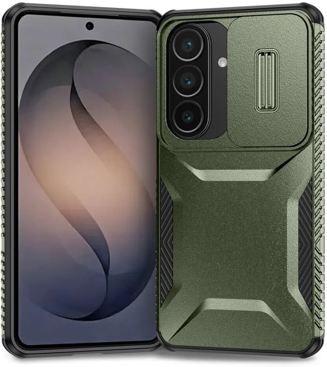 Hoesje Geschikt voor Samsung Galaxy S26 | Back Cover met Camera Slider | Schokbestendige Case | Camera Cover | Stevig | Groen