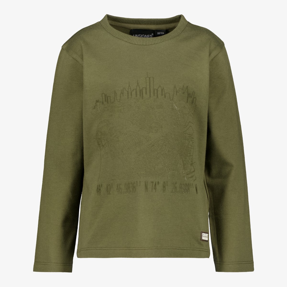 Unsigned jongens longsleeve shirt met opdruk groen - Maat 92