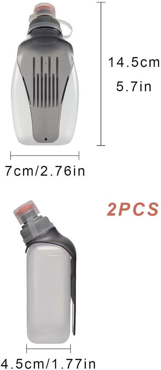 2x Kleine Sport Drinkfles Lekvrij 250ml - Draagbaar & Clip voor Hardlopen en Outdoor thumbnail 2