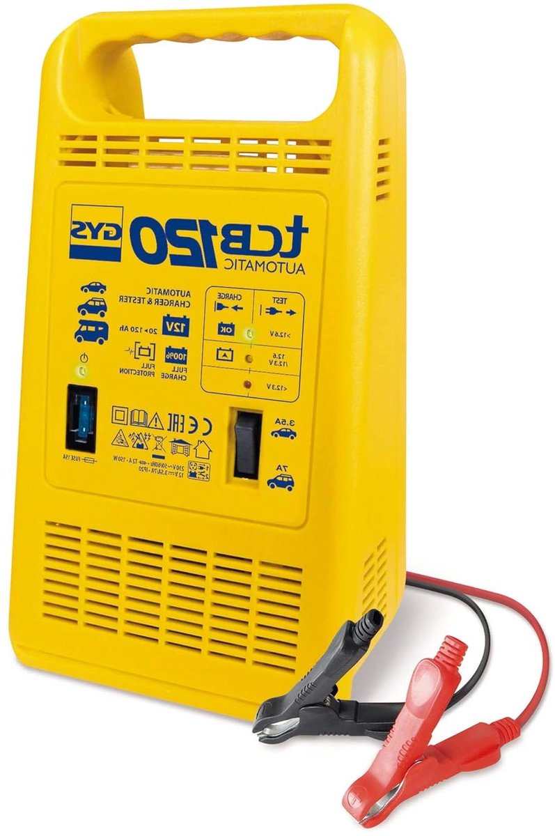 Batterijlader - Acculader - Voertuig Onderhoud - Automatische Uitschakeling - 120 Ah - Zwart