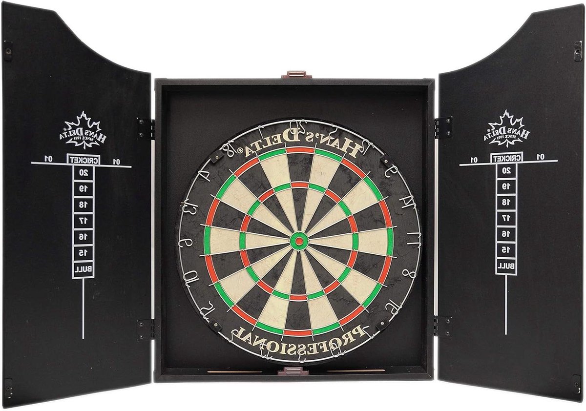 Dartbord Set - Stalen Tip - Wedstrijd Spelen - Varkenshaar Bord - 18 Inch - Zwart