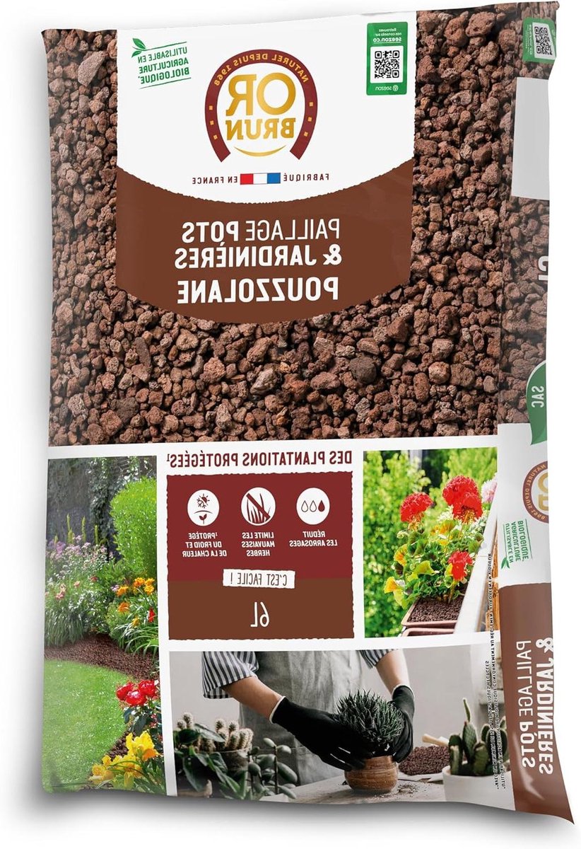 Pozzolaan Mulch - Plantenbescherming - Onkruid Beperken - Natuurlijke Barrière - 6 Liter - Bruin