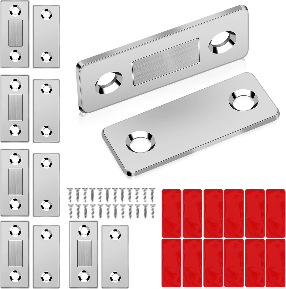 Kastdeurmagneten - Magnetische sluitingen - Kasten sluiten - Ultradun ontwerp - 6 stuks - Zilver