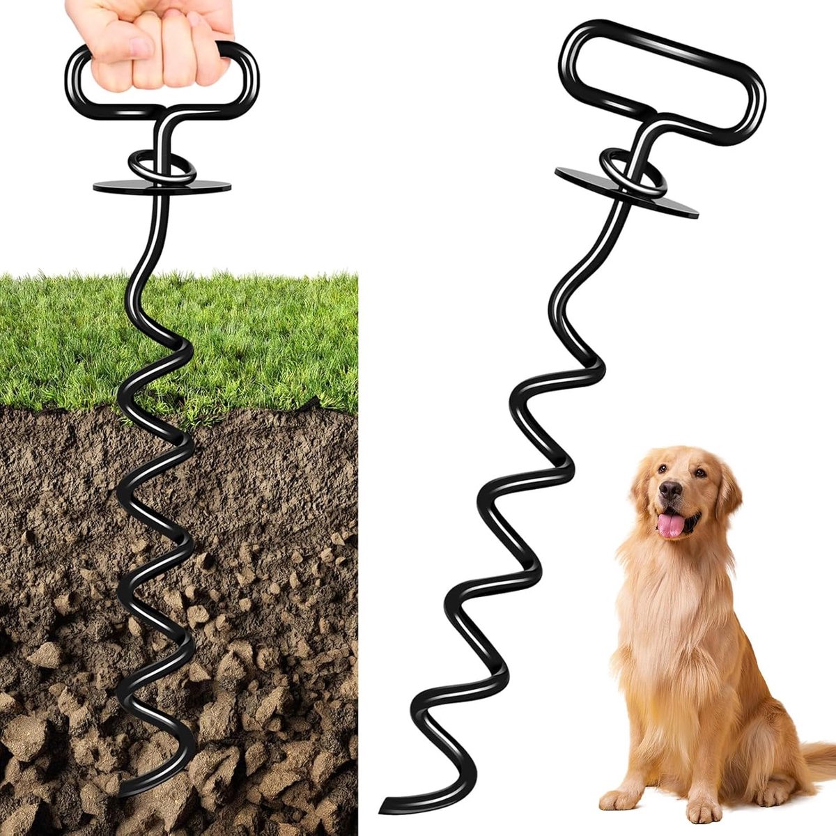 grondpen hond - Hondenanker - Metaal - 360° Draaibaar - Hoge Draagcapaciteit - Voor Buitengebruik