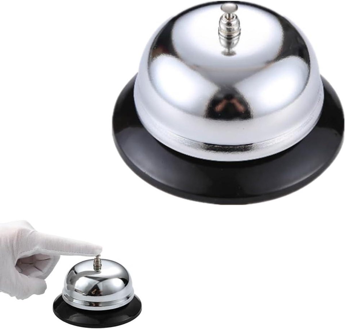 Tafelbel RVS - Service bel - Personeel roepen - Luid en helder - 8.5 cm - Zilverkleurig
