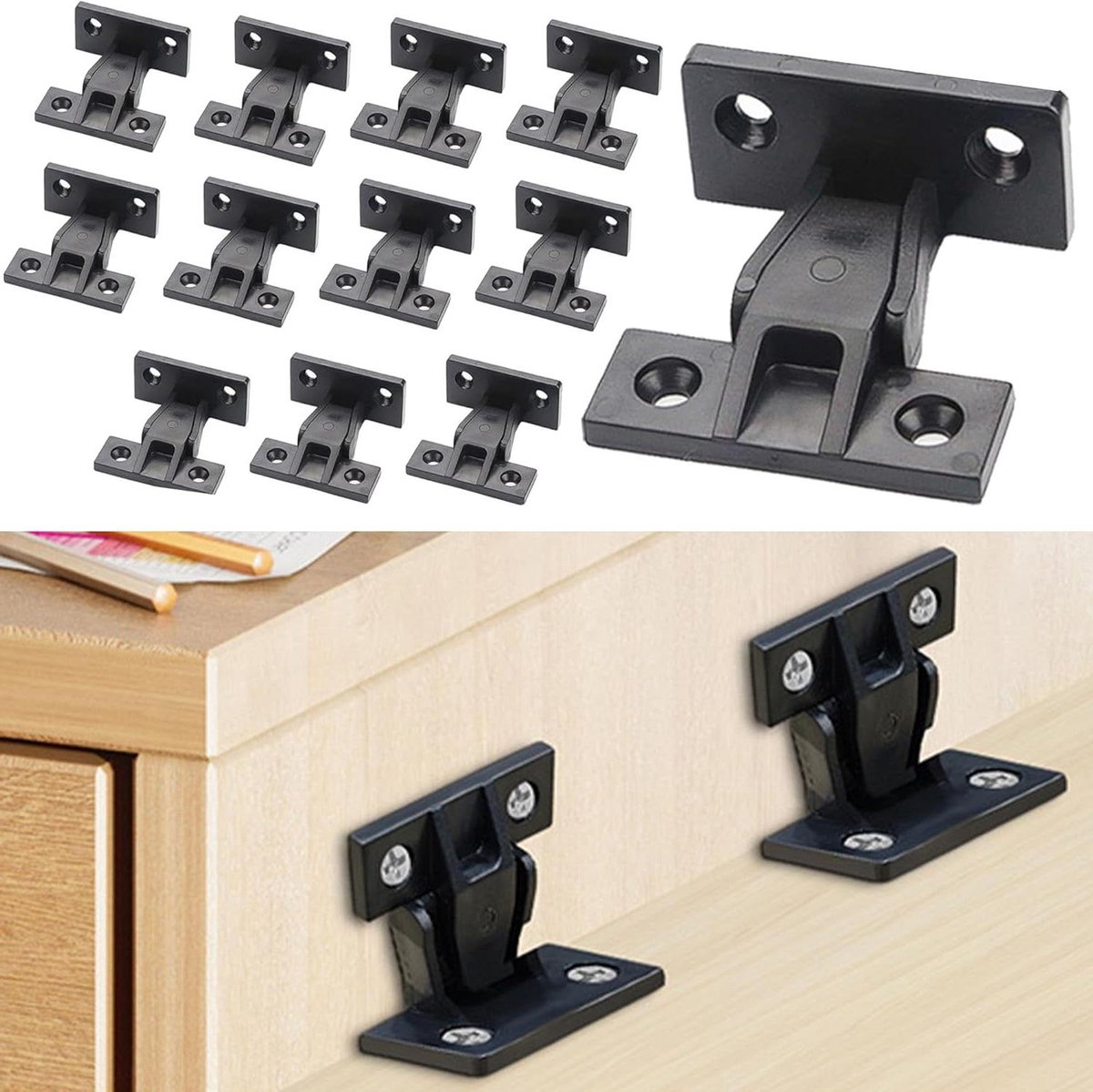Plint Bevestigingen - Paneel Clips - Wandpanelen Monteren - Verborgen Bevestiging - 12 Stuks - Zwart