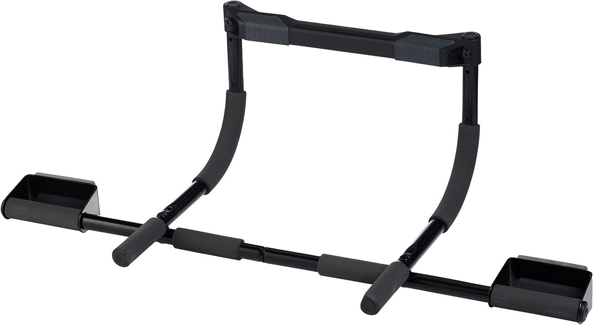 Optrekstang Deur - Fitness Bar - Kracht Training - Verstelbare Hoogte - Tot 300 kg - Zwart Wit