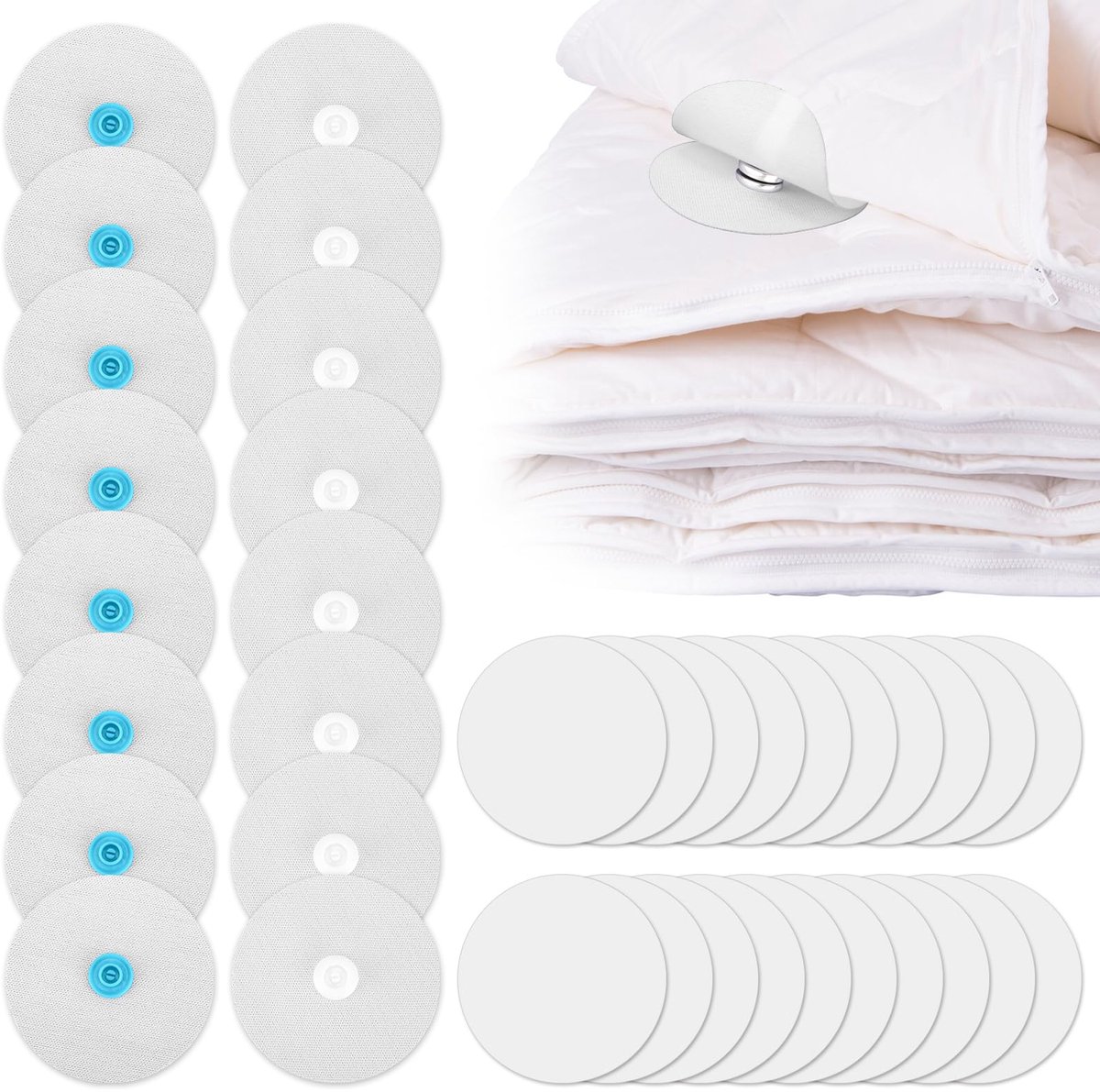 Dekbedovertrek Drukknopen met 20st Acryl Stickers, Zelfklevend Plastic Dekbedklemmen Strijken op Dekbedsluitingen Om Dekbed Vast Te Houden Geschikt voor Alle Diktes Quilts