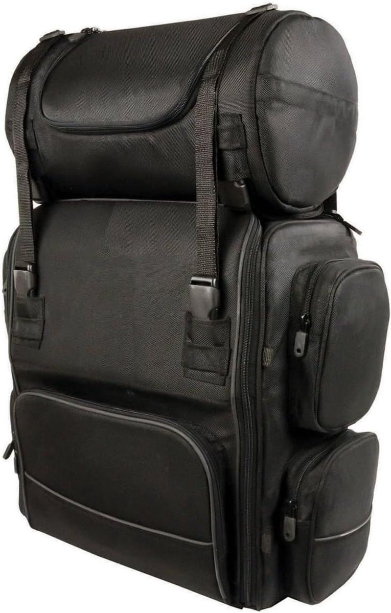 Motorcycle Sissy Bar Tas - Bagage Tas Motor - Motor Reizen - Waterdichte Regenhoes - One Size - Zwart