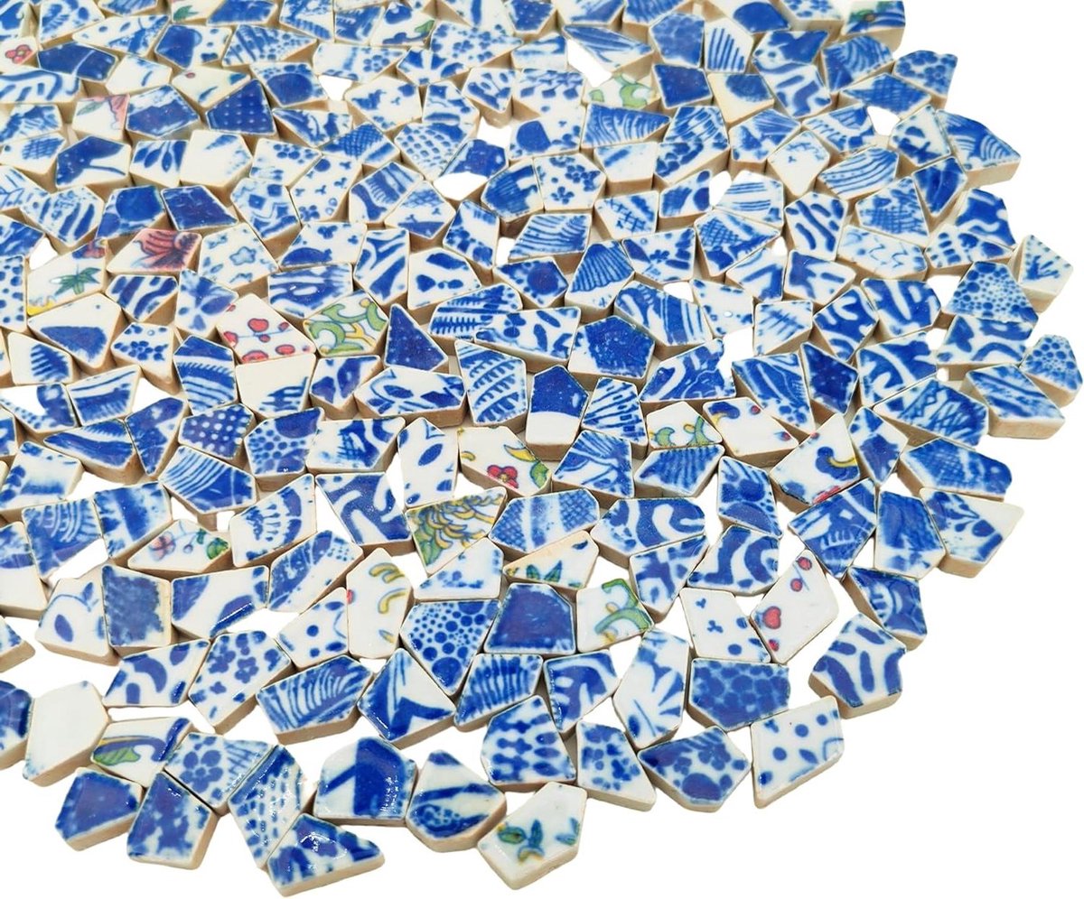 Keramische Mozaïektegels - Gebroken Tegels Mozaïek - DIY Handwerk Decoratie - Onregelmatige Vormen - 1-2 cm - Wit Porselein
