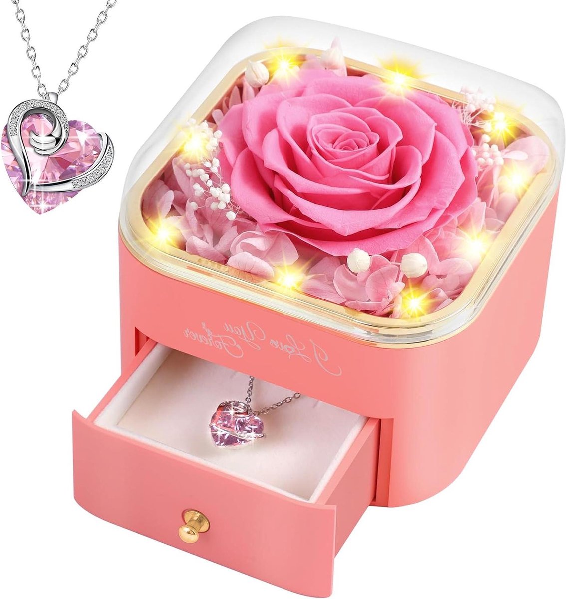 Eeuwige Rozen - Geconserveerde Bloem - Cadeau Geven - Eeuwige Liefde Symbool - 115 x 9 x 11 cm - Roze