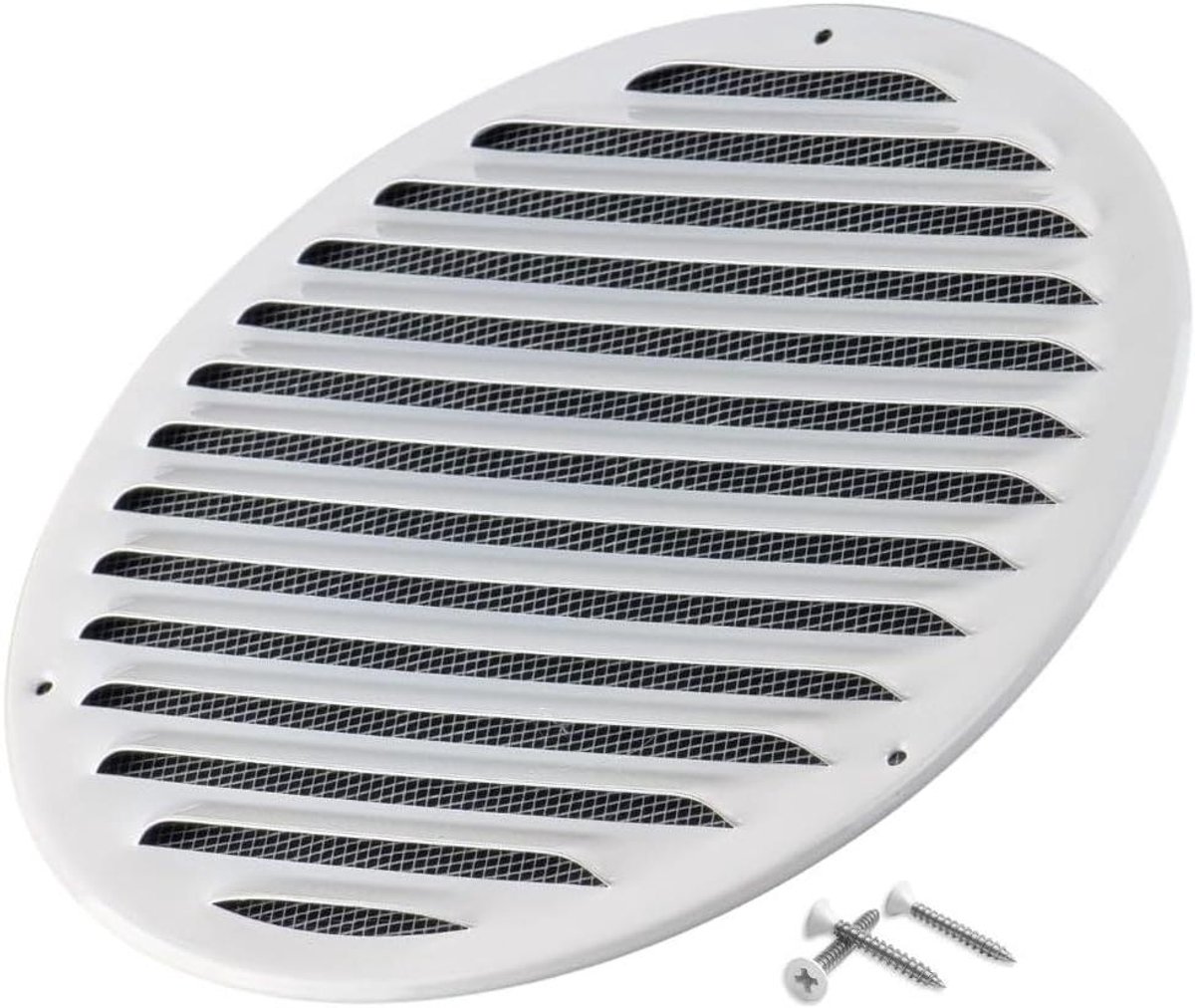 Ventilatierooster Rond - Luchtafvoer Rooster - Binnen Lucht Verversen - Met Insectengaas - 200mm Pijp - Wit
