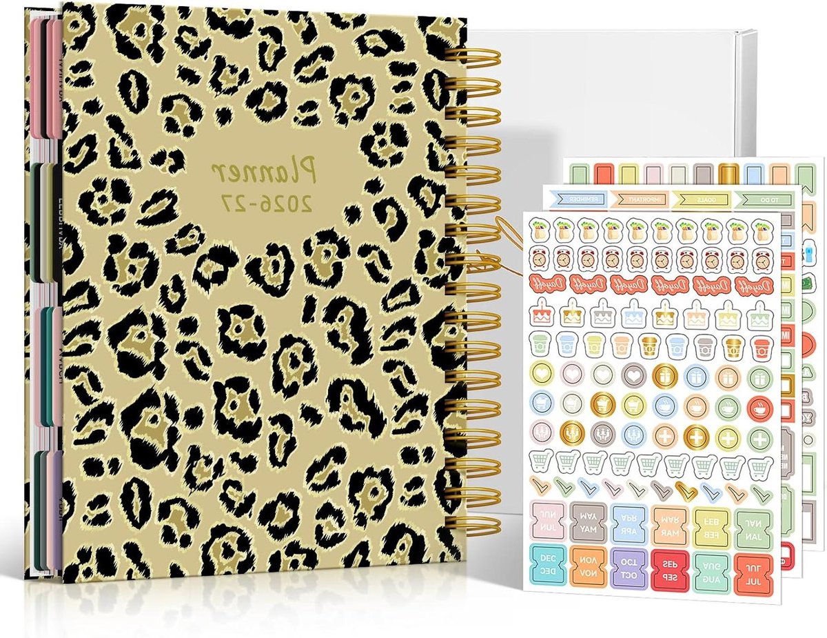 Planner 2025 - Agenda Jaaroverzicht - Dagelijkse Planning - 18 Maanden Overzicht - 7.5 x 9.5 inch - Leopard