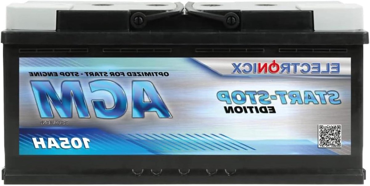 AGM Autobatterij - Startaccu 12V Accu - Voertuig Starten - Onderhoudsvrij Verzegeld - 105Ah 950A EN - AGM