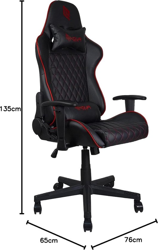 Gamingstoel - Computerstoel Draaistoel - Comfortabel Werken - Verstelbare Rugleuning - 150 kg - Zwart Rood — afbeelding 3
