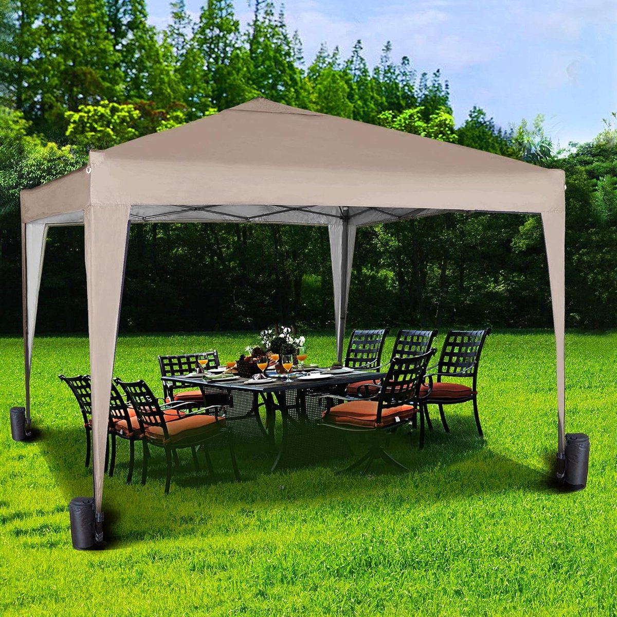 Pop-up Paviljoen - Tuinpaviljoen Feesttent - Buitenfeest Organiseren - Waterdicht Ontwerp - 300 x 300 cm - Beige
