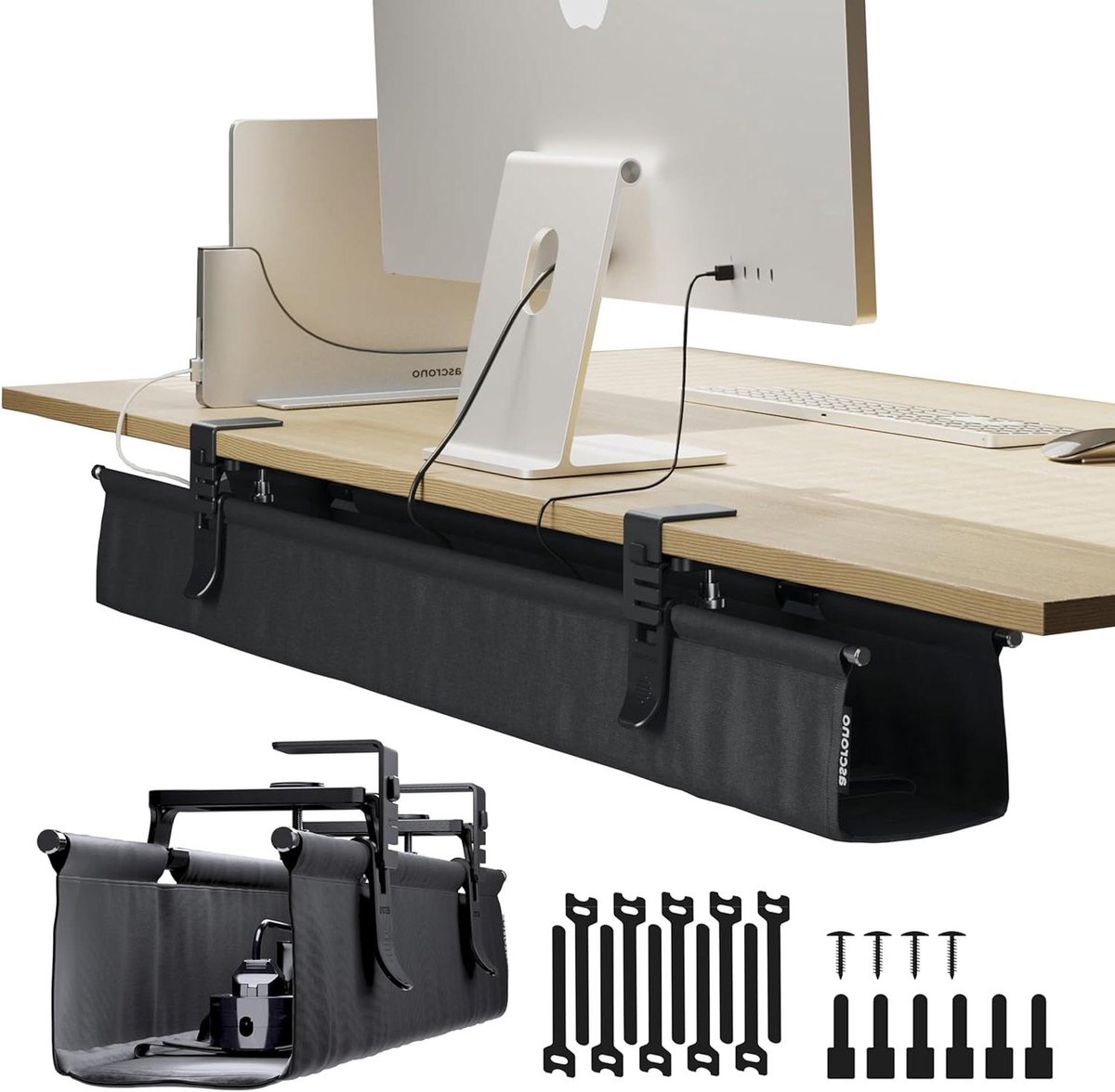 Kabelbeheerlade Onder Bureau - Kabel Organizer - Bureau Organiseren - Geen Boor Installatie - 103 cm - Zwart