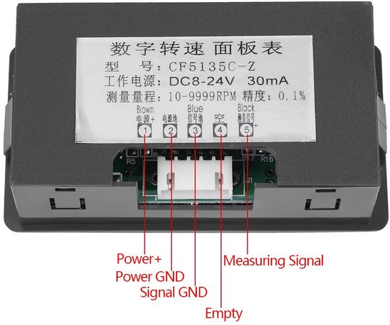 Digitale Toerenteller - Snelheidsmeter Meter - Snelheid Meten - 4 Digit LED Display - 80 x 42 x 25 mm — afbeelding 3