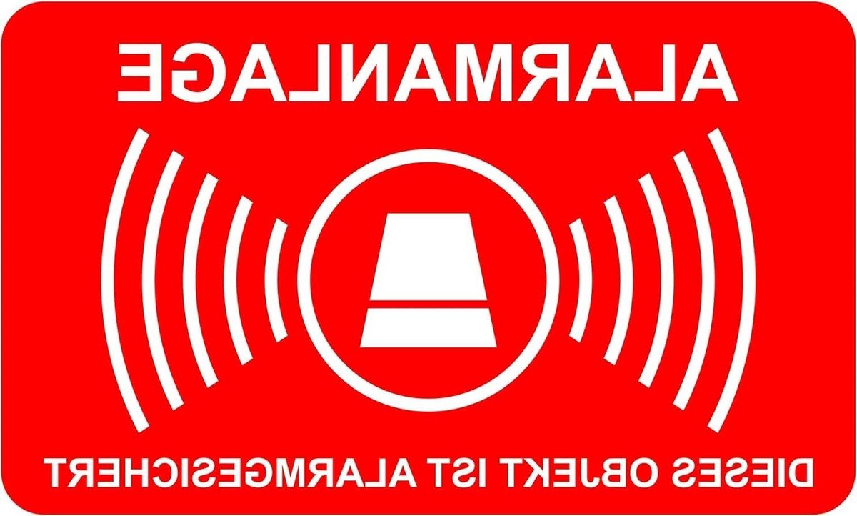 Alarm Systeem Stickers - Waarschuwingsstickers Beveiliging - Objecten Beveiligen - Weerbestendig UV-bescherming - 5 x 3 cm - Rood