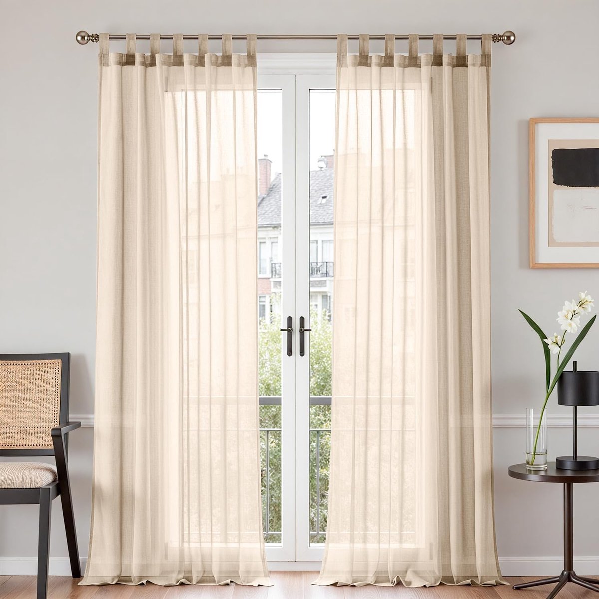 TLS gordijn, polyester, beige, 140 x 245 cm