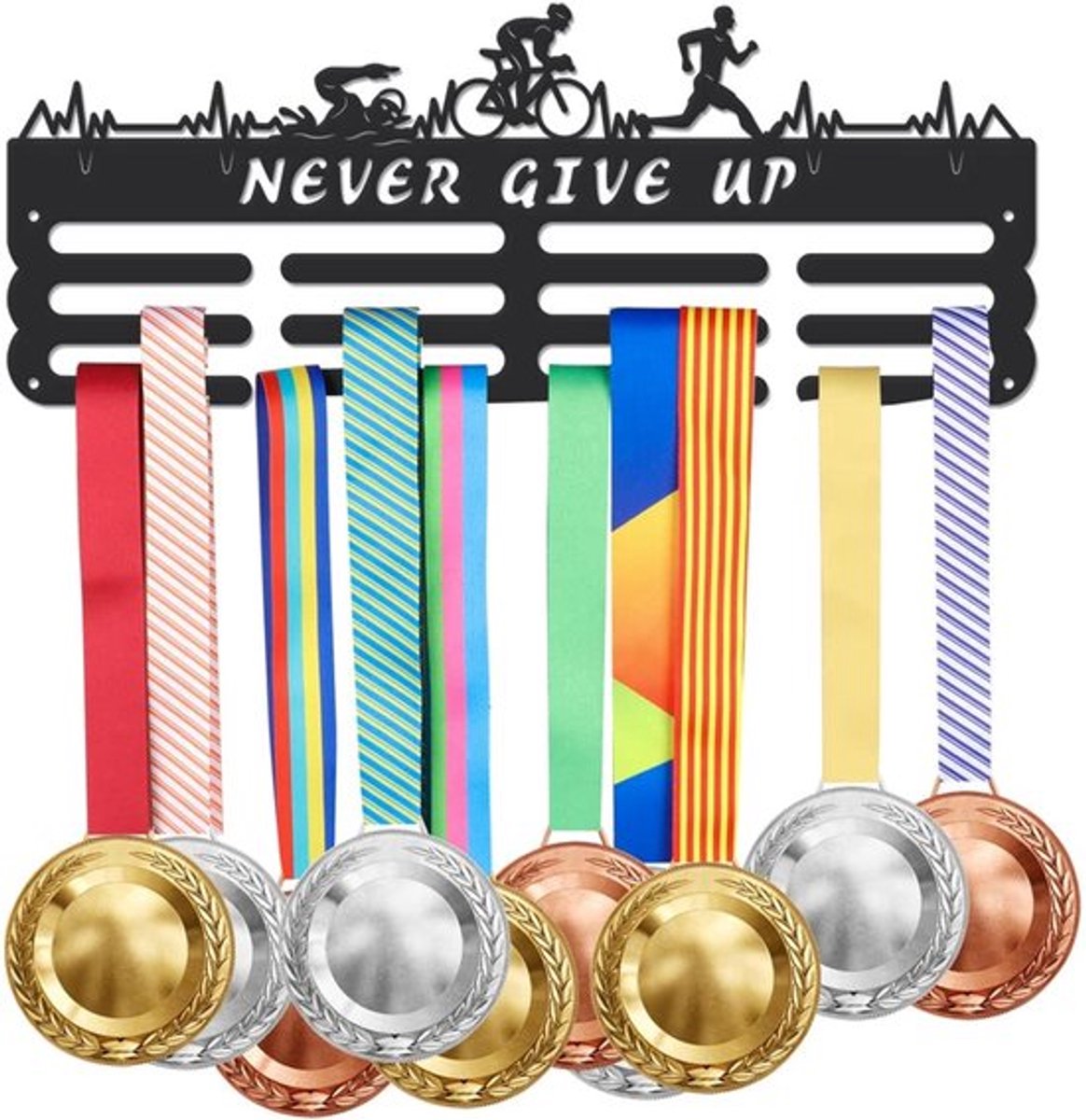 Onf3 - Medaillehouder - Triathlon - Wandmontage - Zwart - Medaille