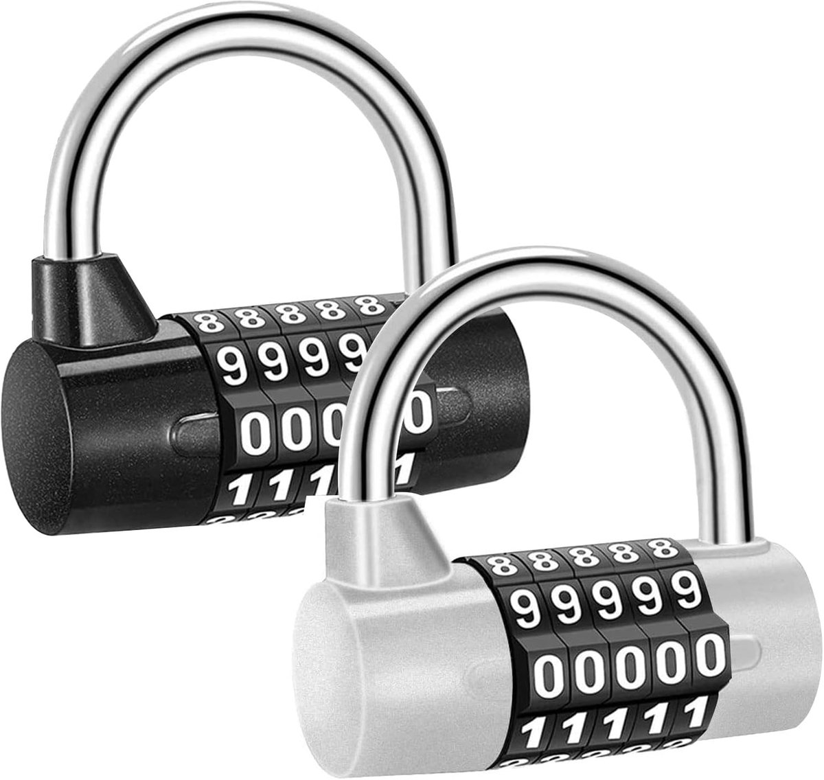 2 stuks 5-Cijferig Cijferslot, Combinatie Hangslot, van Weerbestendig Metaal & Geplateerd Staal voor School, Gym & Sport, Lockerslot, Garage, Tuinhek