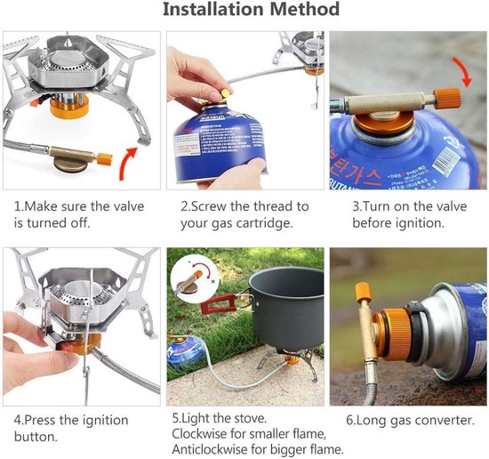 Camping Gasbrander - Outdoor Kooktoestel - Kamperen Koken - Opvouwbaar Met Piezo - 15.5 x 15.5 x 9.5 cm - Zilver van Camping — afbeelding 5