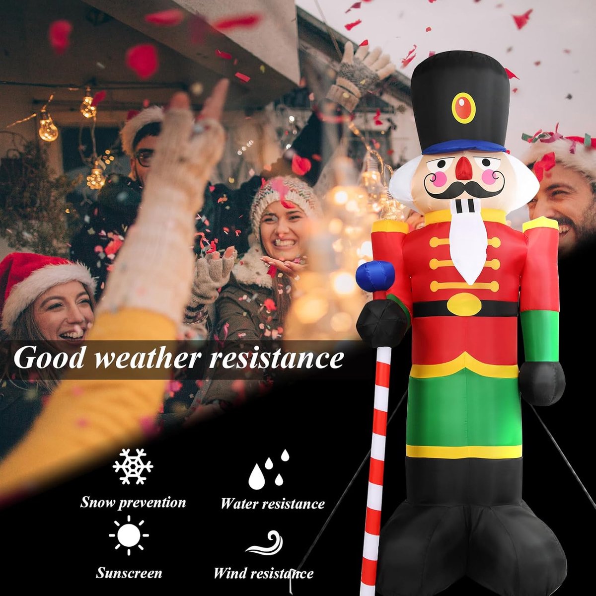 Opblaasbare Kerstman Soldaat - Kerstfiguur Decoratie - Tuin Versieren - Met Ingebouwde Verlichting - 240 cm - Multicolor – foto 2
