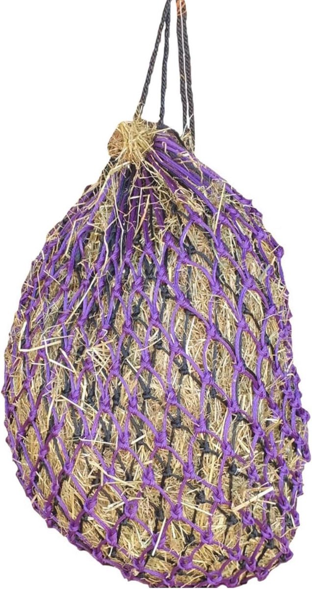 Dubbel hooinet paarden - Hooinet paard - Langzaam voeren - Dubbel gaas 6mm - 40 inch - Paars