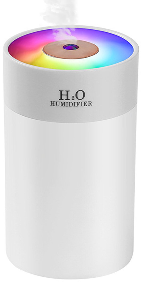 Mini luchtbevochtiger, 260 ml kleine luchtbevochtiger met koele mist en kleurrijk LED-nachtlampje, USB persoonlijke bureau luchtbevochtiger voor auto, kantoor, thuis en op reis, automatische uitschakeling, 2 miststanden, stil