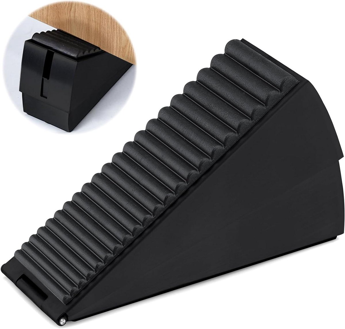 Grote Deurstopper - Deurwig Zwart - Deur Open Houden - Instelbare Hoogte - 7 cm Hoog - Zwart