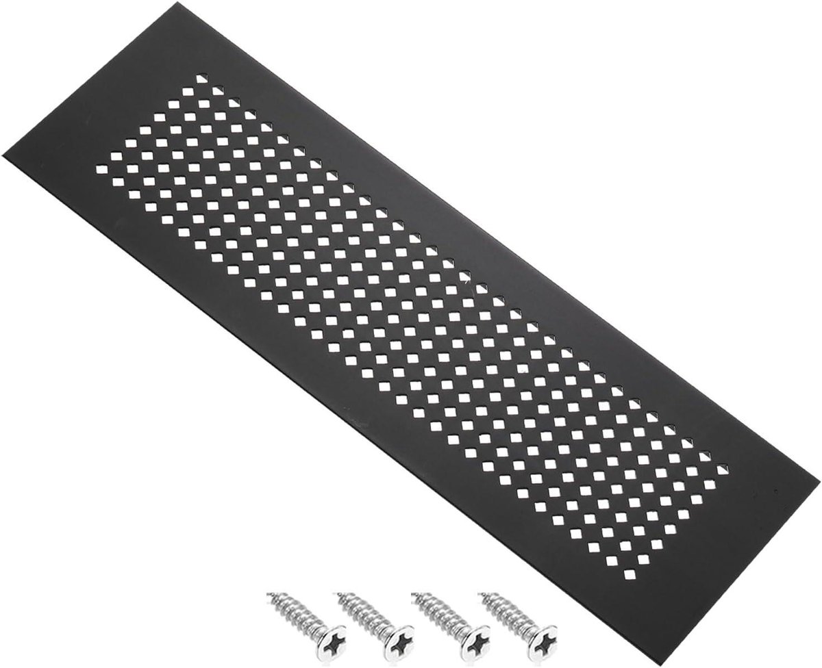 Ventilatiegrille - Afdekking Rooster - Ventilatie Verbeteren - Corrosiebestendig Aluminium - 30.5 x 7.5 cm - Zwart