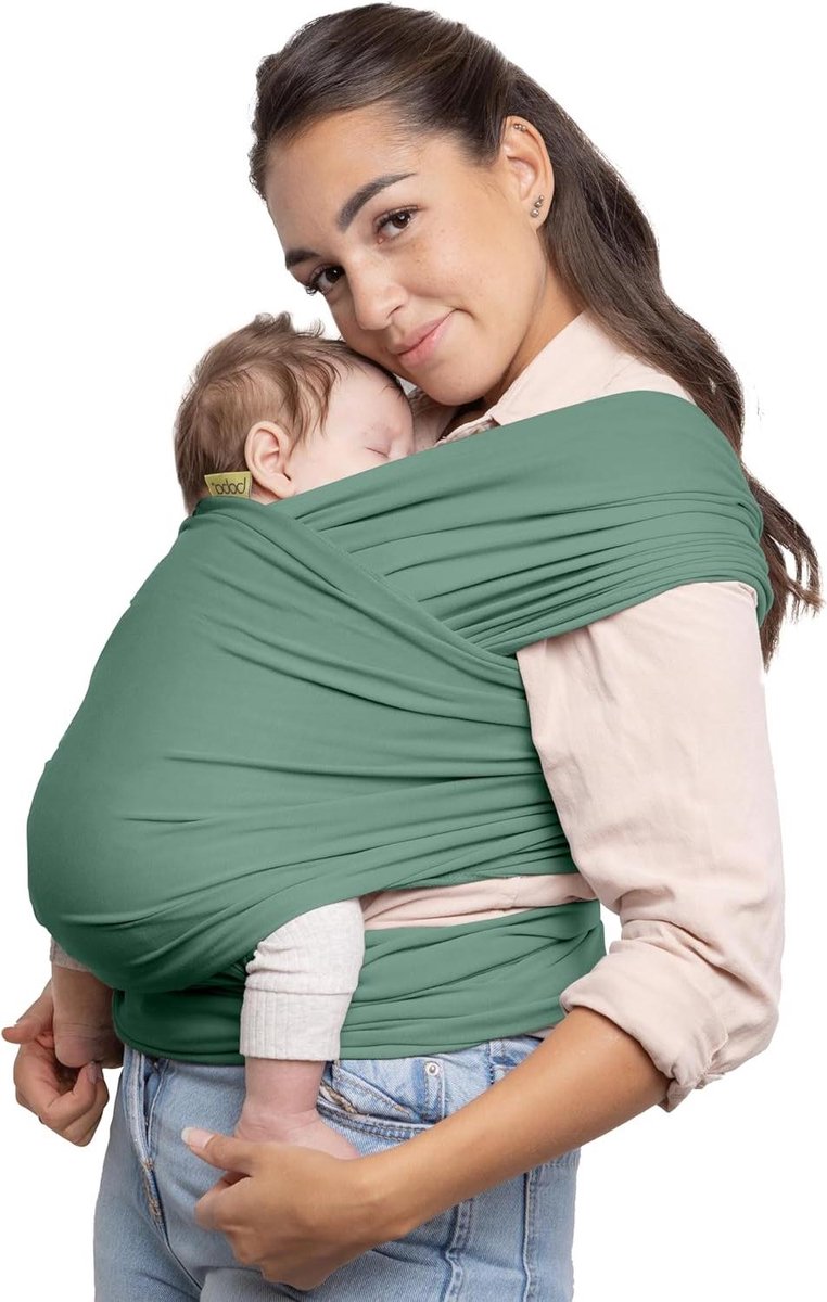 Baby Draagdoek - Draagzak Baby - Baby Dichtbij Houden - Rekbare Katoenmix - Tot 20 kg - Saliegroen
