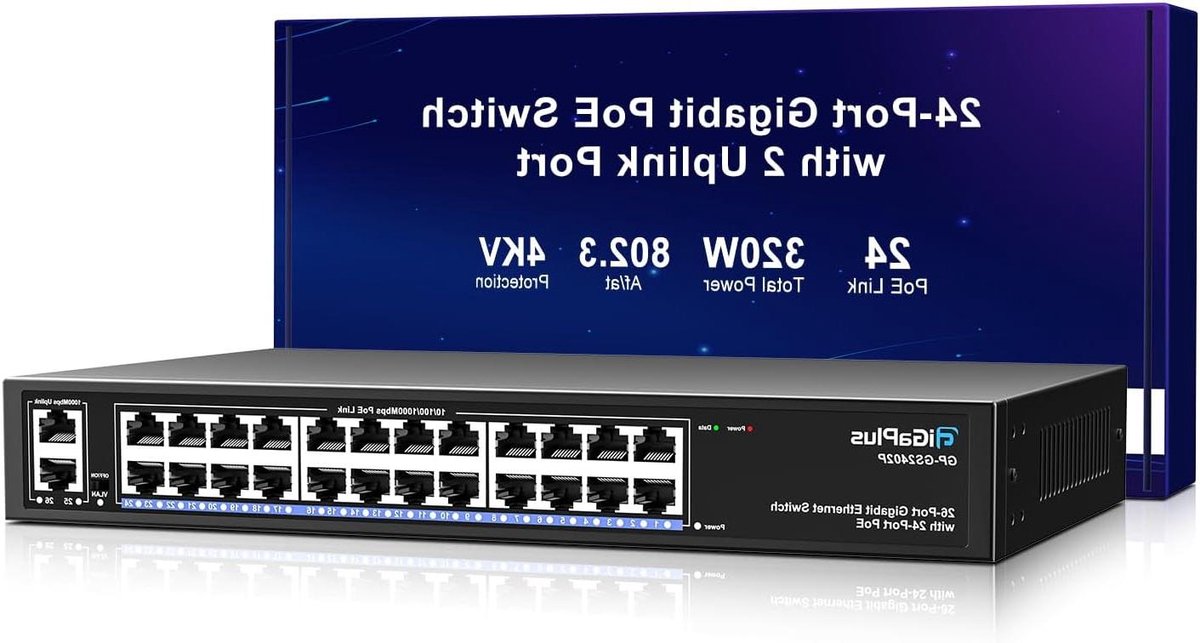 26 Poorten Gigabit PoE+ Switch met 320W Vermogen, Metalen Behuizing, Plug & Play