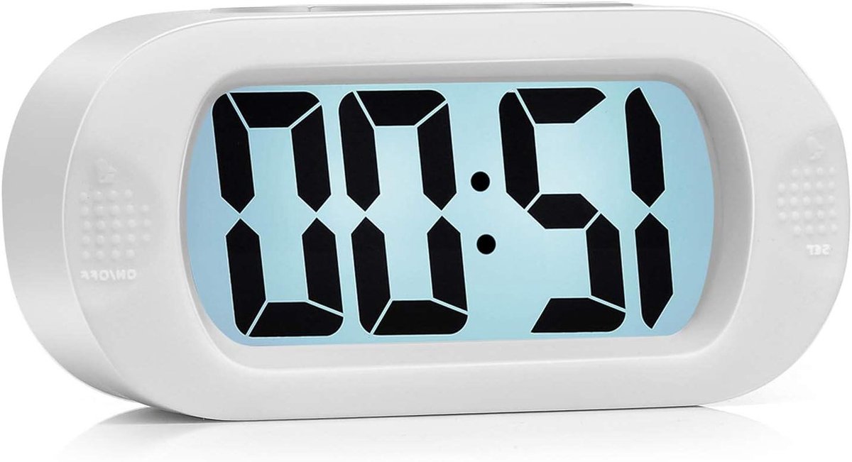 Digitale Wekker - Reiswekker Kinderwekker - Wakker Worden - Oplopende Alarmtoon - Compact Formaat - Wit